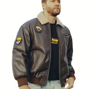 Men's New Loose Warm Trend Motorcycle Clothing Men's Jacket Casual PU Leather